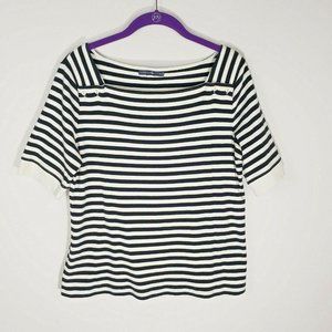 American Living Women's Blouse Black White Striped